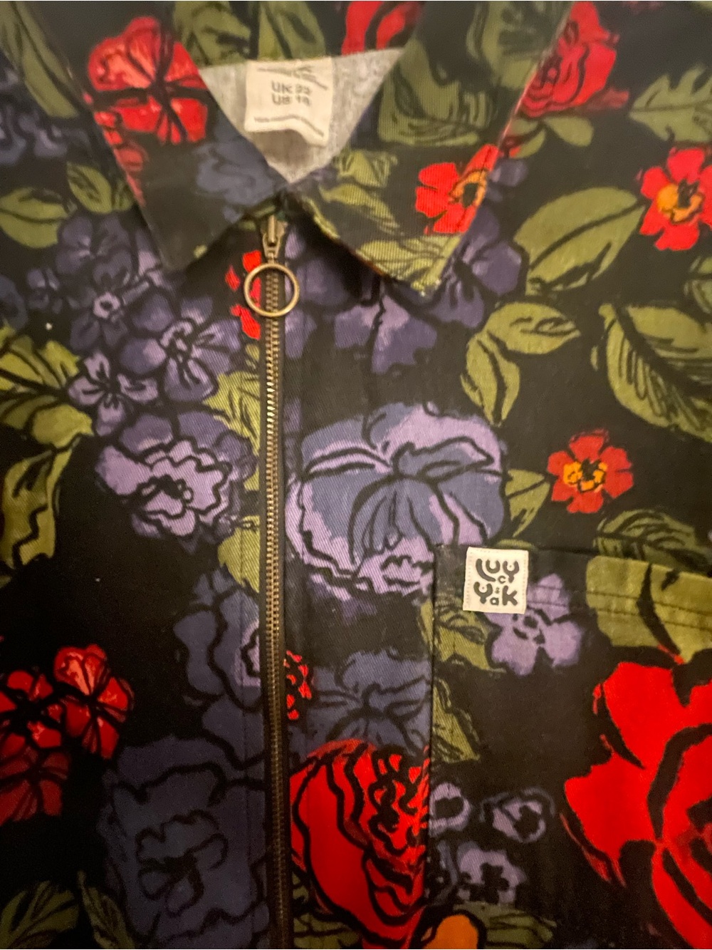 Lucy & Yak Floral Print Short-Sleeve Jumpsuit in Multi - Size 18 - Picture 5 of 14
